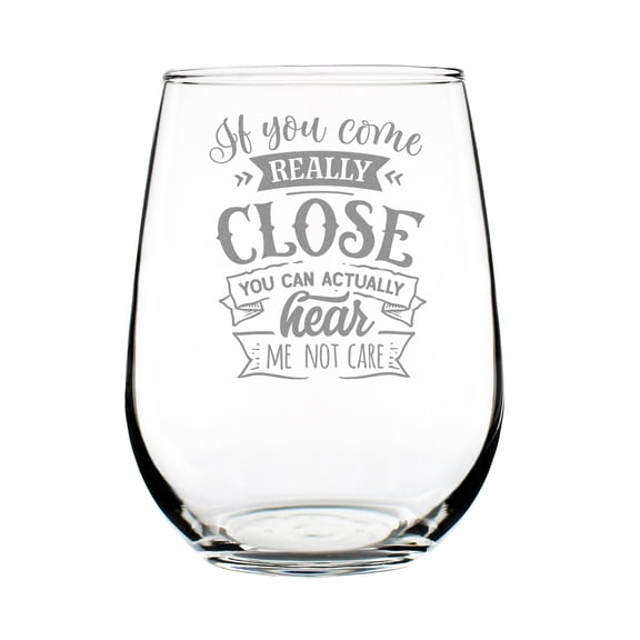 Stemless 17oz wine glass, Funny hand engraved Etched glass , Humor Unique lover