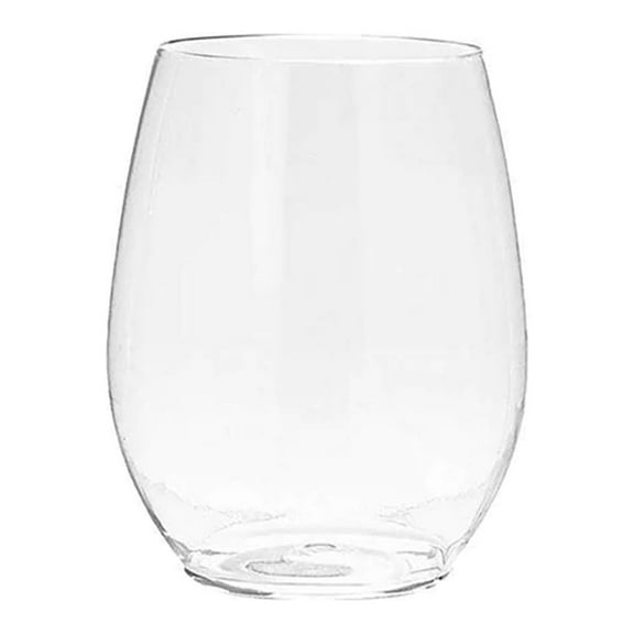 Stemless Clear Disposable Plastic Wine Goblet 16oz 6pc - Prsitine Tumbler For Any Occasion
