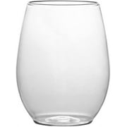 PLASTICPRO 12 Oz Disposable Stemless Wine Glasses Clear Plastic Cups for Party, 12-Pack