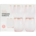 thumbnail image 1 of PLASTICPRO 12 Oz Disposable Stemless Wine Glasses Translucent Pink Plastic Cups for Party, 12-Pack, 1 of 3
