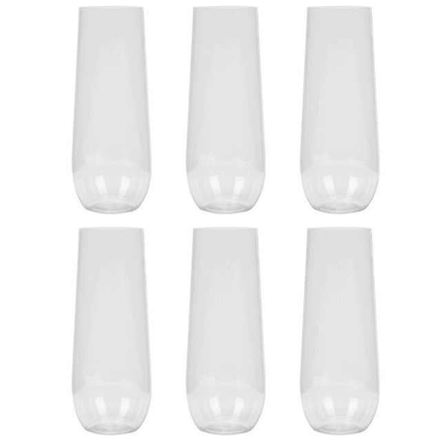 Stemless Plastic Champagne Flutes 6Pcs 9oz Unbreakable Glasses for Weddings