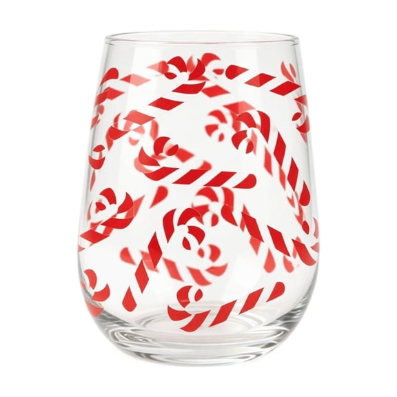 Stemless Wine Glass Coffee Cups Christmas Decor Christmas Candy Cane Beverage Glasses Lowball Tumbler Winter Scene Design Drinking Cup for Hot Cold Drinks Home Party Winter Decor Christmas Gift