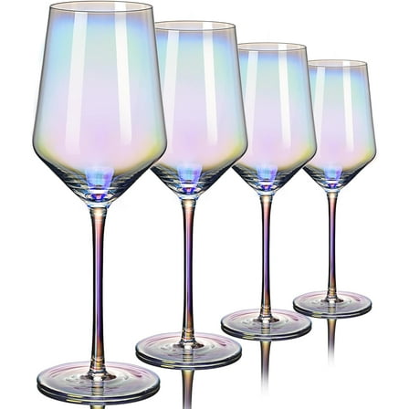 Stemless Wine Glass Set Of 4(10 Oz),Iridescent Glassware,Modern Rainbow Wine Glass For Serving White Wine, Red Wine, Cocktail, Whiskey, Bourbon, Cool Water