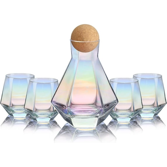 Stemless Wine Glass Set Of 4(10 Oz),Iridescent Glassware,Modern Rainbow Wine Glass For Serving White Wine, Red Wine, Cocktail, Whiskey, Bourbon, Cool Water