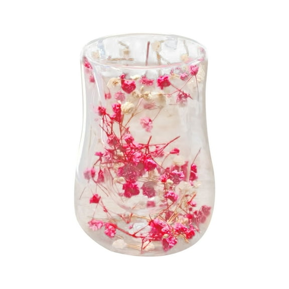 Stemless Glasses 200ml Spring Summer Floral Drinking Glasses Hydrangea Tumbler Cups for Spring Summer Parties Supplies Birthday Giftï¼Pink