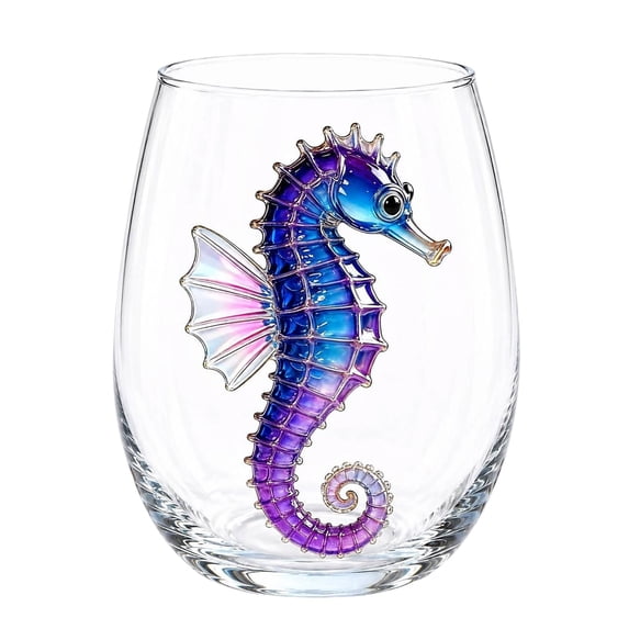 Stemless Wine Glasses Beach Themed Coastal Decor Drinkware Tumbler Set Cocktail for Home Bar Nautical Kitchen Beach House Entertaining Gift