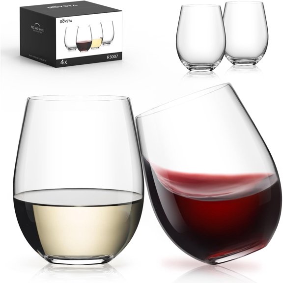 Stemless Wine Glasses, Crystal Red White Wine Glasses for Daily Use, ing, Home Bar, Evening Party, Birthdays, Shower, Housewarming Gift,Set of 4-18oz