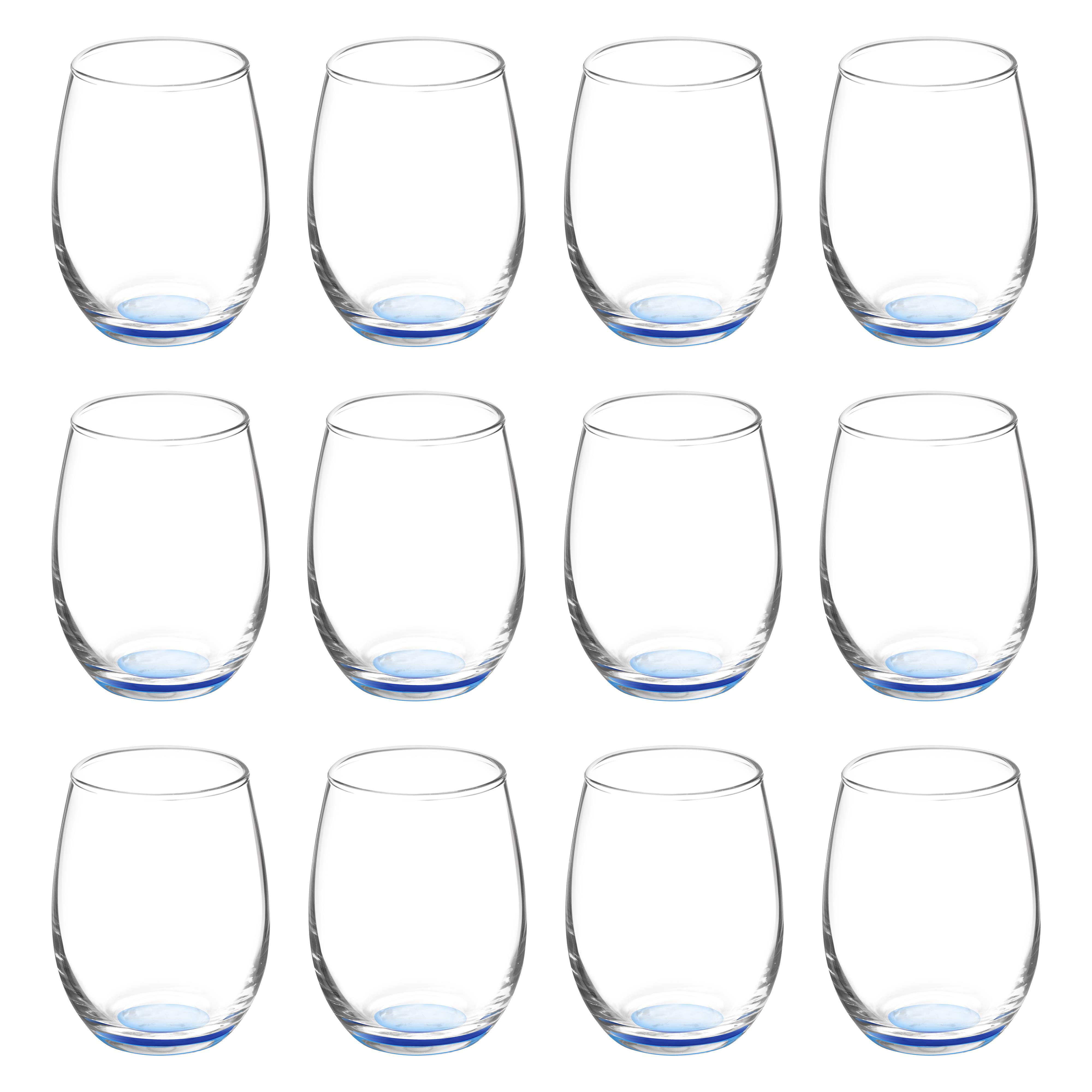 Stemless Wine Glasses by ARC 5.5 oz. Set of 12, Bulk Pack - Perfect for Hotel, Bar, Restaurant or Lounge - Blue