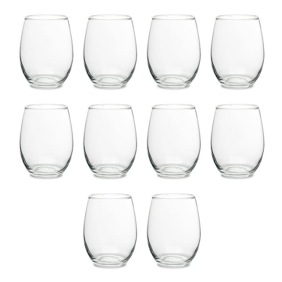 Stemless Wine Glasses by ARC Perfection 15 oz. Set of 10, Bulk Pack - Restaurant Glassware, Perfect for Red Wine, White Wine, Cocktails - Clear