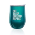 thumbnail image 1 of Stemless Wine Tumbler Coffee Travel Mug Glass With Lid Eat Sleep Soccer Repeat (Turquoise Teal), 1 of 1
