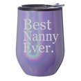 thumbnail image 1 of Stemless Wine Tumbler Coffee Travel Mug Glass With Lid Gift Best Nanny Ever (Pearl Glitter), 1 of 1