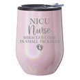 thumbnail image 1 of Stemless Wine Tumbler Coffee Travel Mug Glass With Lid Gift NICU Nurse Miracles Come In Small Packages (Pink Glitter), 1 of 1