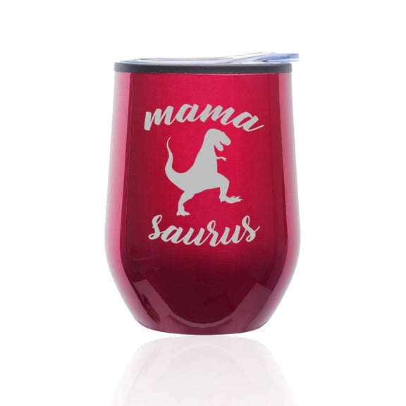 Stemless Wine Tumbler Coffee Travel Mug Glass With Lid Mama Saurus Mom Mother T-Rex Funny (Fuchsia)