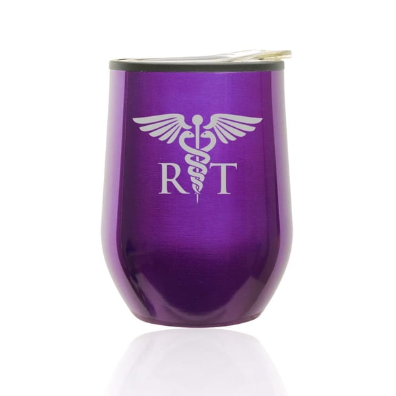 Stemless Wine Tumbler Coffee Travel Mug Glass With Lid RT Rad Tech Radiologic Technologist (Royal Purple)