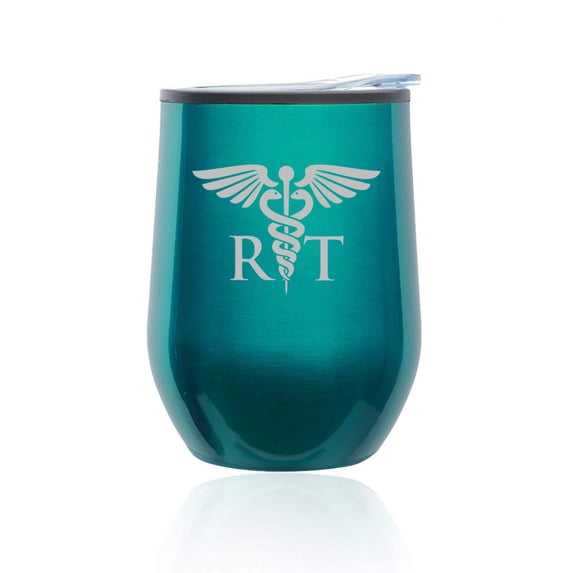 Stemless Wine Tumbler Coffee Travel Mug Glass With Lid RT Rad Tech Radiologic Technologist (Turquoise Teal)