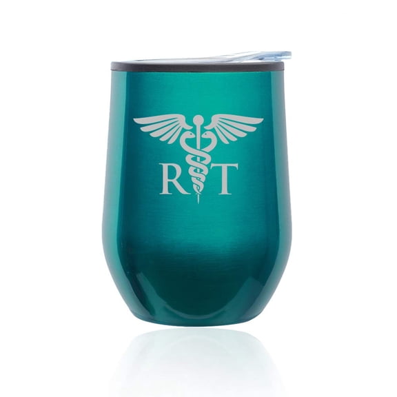 Stemless Wine Tumbler Coffee Travel Mug Glass With Lid RT Rad Tech Radiologic Technologist (Turquoise Teal)