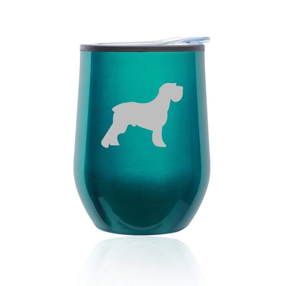 Stemless Wine Tumbler Coffee Travel Mug Glass With Lid Schnauzer (Turquoise Teal)