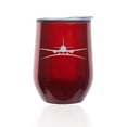 thumbnail image 1 of Stemless Wine Tumbler Coffee Travel Mug Glass with Lid Airplane (Red), 1 of 1