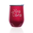 thumbnail image 1 of Stemless Wine Tumbler Coffee Travel Mug Glass with Lid Floss Boss Dentist Dental Hygienist (Fuchsia), 1 of 1