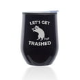 thumbnail image 1 of Stemless Wine Tumbler Coffee Travel Mug Glass with Lid Let's Get Trashed Raccoon Funny (Black Midnight), 1 of 9