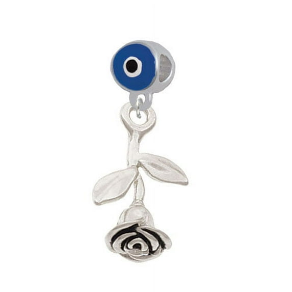 Stemmed Rose - Blue Evil Eye Charm Bead