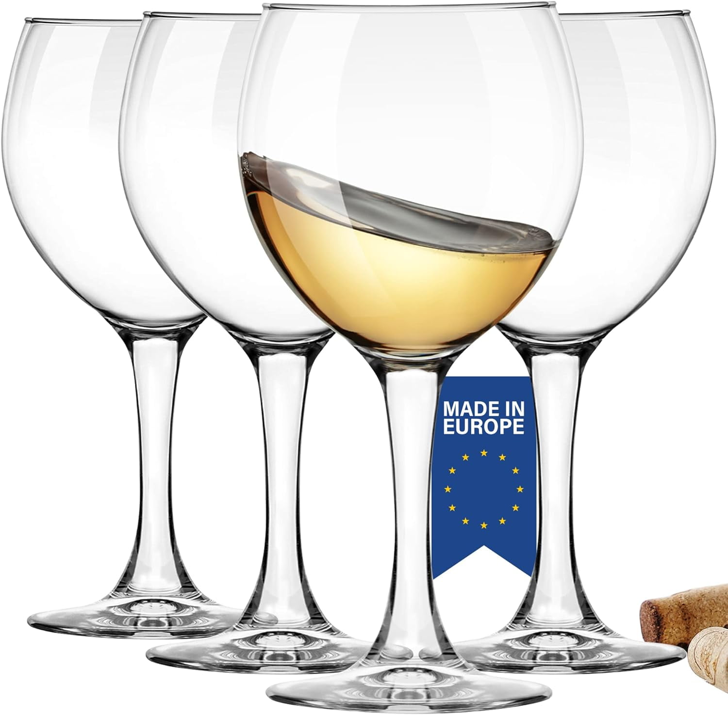 Stemmed Wine Glasses Set Of 4, All Purpose 12 ¼ Oz Lead-Free Long Stem Wine  Glasses, , Dishwasher Safe, Restaurant Quality 