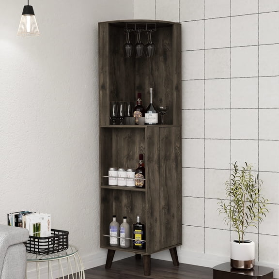Stemware Holder and Open Shelf / Right for Preparing Drinks