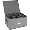 thumbnail image 1 of Stemware Storage Cases, Wine Glass Storage Box Containers with Dividers, Stackable China Storage Containers for 12 Wine Glasses, Drinkware, Glassware or Crystal (Light Grey), 1 of 6