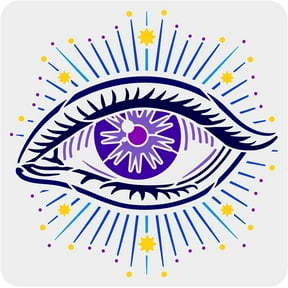 Stencil - 11.8x11.8inch Reusable Square Eye Stencil with Light Template 8 Pointed Stars