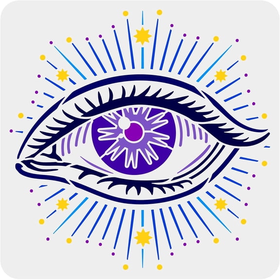 Stencil - 11.8x11.8inch Reusable Square Eye Stencil with Light Template 8 Pointed Stars