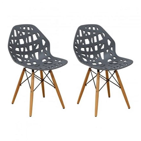 Stencil Cut Out Eiffel Side Chair - Set of 2 Dark Grey