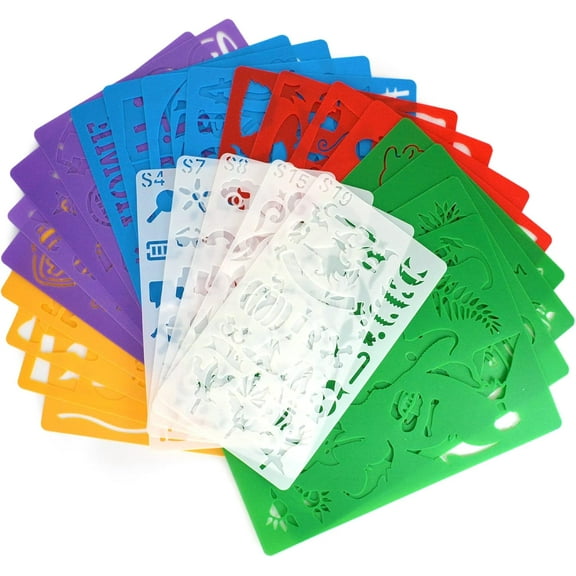Stencil Drawing Kit for Kids, 25 Pcs Plastic Drawing Stencils with 400+ Shapes, Great Birthday Gift for Boy Girl
