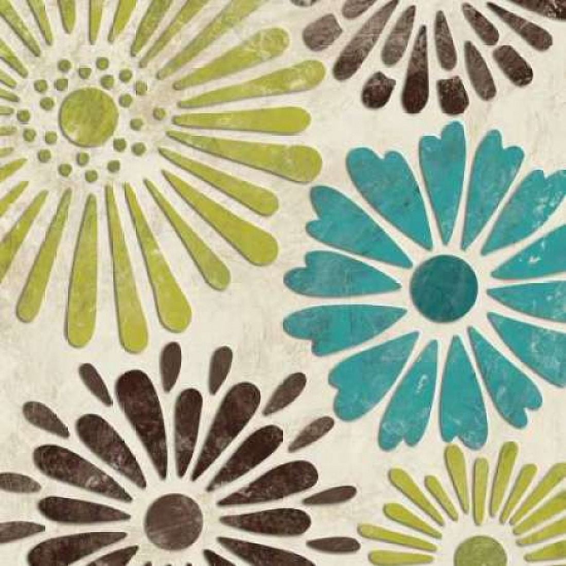 Stencil Flowers I Canvas Art - N Harbick (24 x 24)