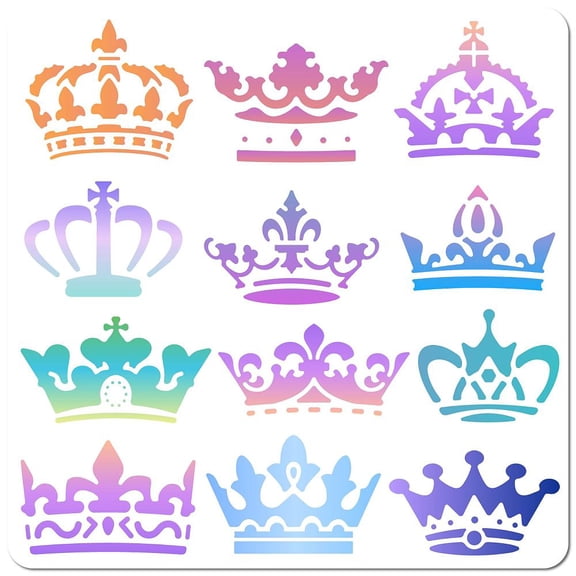 Stencil King Queen Princess Royalty Template Reusable Plastic Drawing Stencils for Painting on Wood Wall Canvas Fabric Album Paper Card Art DIY Crafts