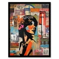 thumbnail image 1 of Stencil On City Poster Wall Young Woman Portrait Over Flyposter Adverts Vibrant Colourful Bold Pop Art Modern Painting Artwork Framed Wall Art Print A4, 1 of 5
