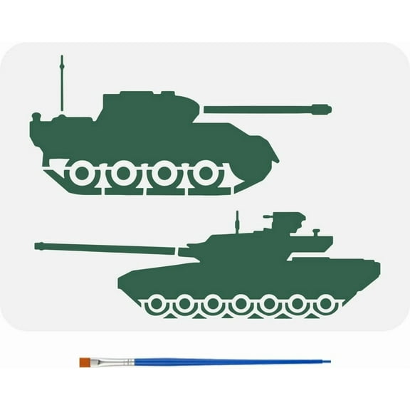 Stencil with Paint Brush 8.3x11.7inch Transport Painting Template Decorative Silhouette Stencil for Painting Military Theme Template for Wall Furniture Decoration