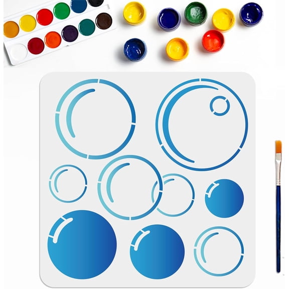 Stencil Round Template 11.811.8inch Flexible Reusable PET Material with Paint Brush DIY Art Craft for Painting on Wood Wall Tile Canvas Colorful