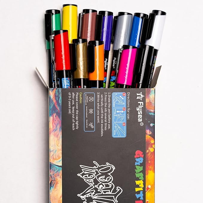 Stencil Stop Acrylic Paint Markers Set of 12 - Premium 3mm Medium 