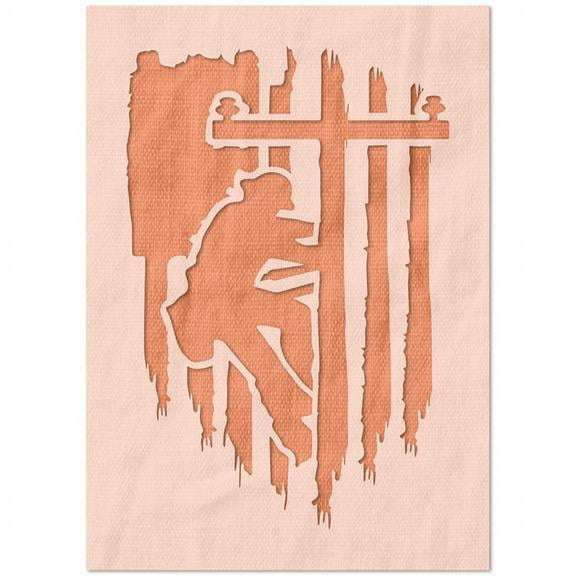 Stencil Stop Lineman with American Flag Stencil - 14 Mil Mylar Plastic