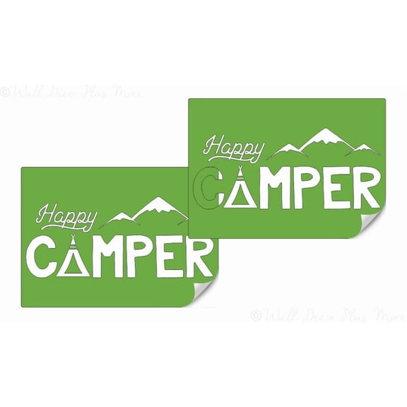 Stencil for Painting Happy Camper Outdoor Decal Sticker for Bean Bag Boards UV Resistant Cornhole Board Toss Game Vinyl Decals, Set/2