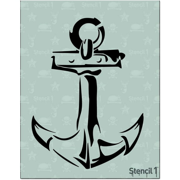 Stencil1 Anchor Stencil 8.5" x 11" - Durable Quality Reusable Stencils for Drawing Painting - (ALT Nautical Theme Stencil Beach Decorating Items and Decor on Walls Fabric & Furniture Art Craft