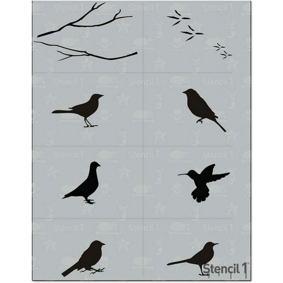 Stencil1 Bird Silhouette 8-Pack Stencil Set - 8.5" x 11"