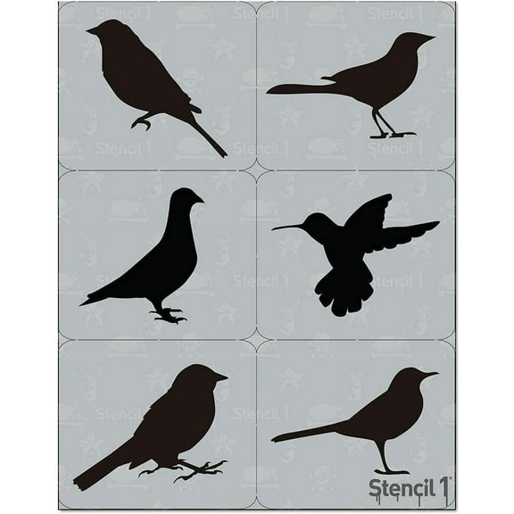 Stencil1 Bird Silhouette Art Stencils 6 Count