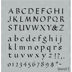 Stencil1 Calligraphy Letter Stencils 1/2" - Letters & Numbers - Mylar Uppercase and Lowercase Alphabet