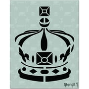 Stencil1 Clean Crown Stencil Durable Quality Reble Stencils for Painting - Create Stencil Crafts and Decor - Decor on Walls Fabric & Furniture Recyclable Art Craft - 8.5" x 11"