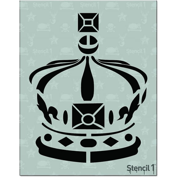 Stencil1 Clean Crown Stencil Durable Quality Reble Stencils for Painting - Create Stencil Crafts and Decor - Decor on Walls Fabric & Furniture Recyclable Art Craft - 8.5" x 11"
