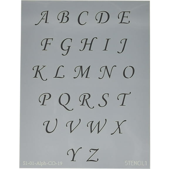 Stencil1 Corsiva Font Stencil - 1" Alphabet Letters Art Stencil - 8.5" x 11"