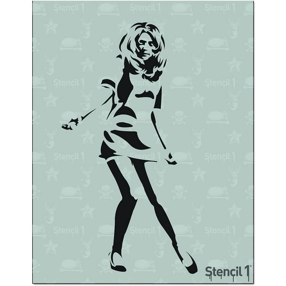 Stencil1 GoGo Girls Music Dancing Stencil 8.5" x 11"