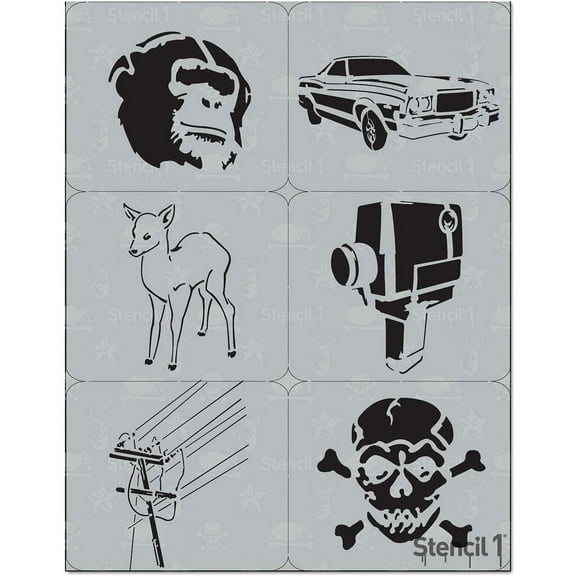 Stencil1 Graffiti 1 6-Pack Stencil Set Art Craft - 8.5" x 11"