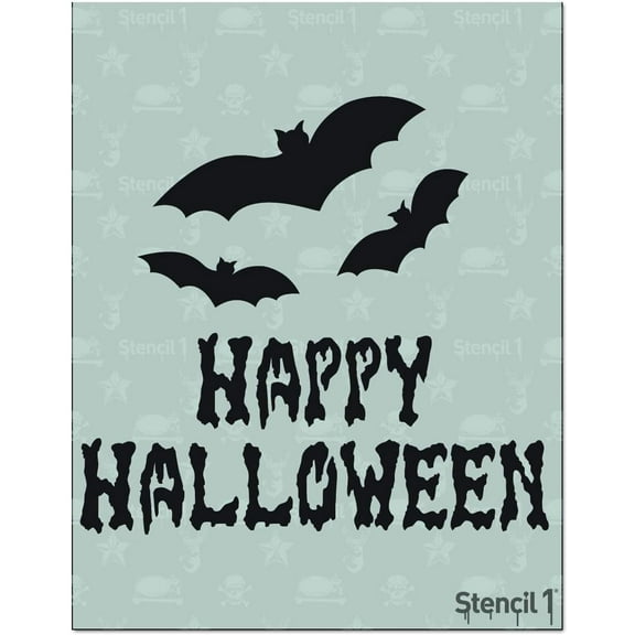 Stencil1 Happy Halloween 8.5" x 11" - Happy Halloween Stencil & Pumpkin Art Craft